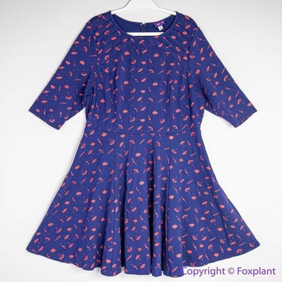 Unique Vintage Gwynnie Bee Umbrella Print Navy Dress, plus‎ size 0X - Picture 4 of 16